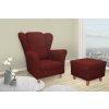 Křeslo Jula bordó + taburet