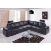 Rohová kožená sedací souprava Martha bez rozkladu pravá černá kůže