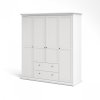 Čtyřdveřová bílá šatní skříň Frances 69