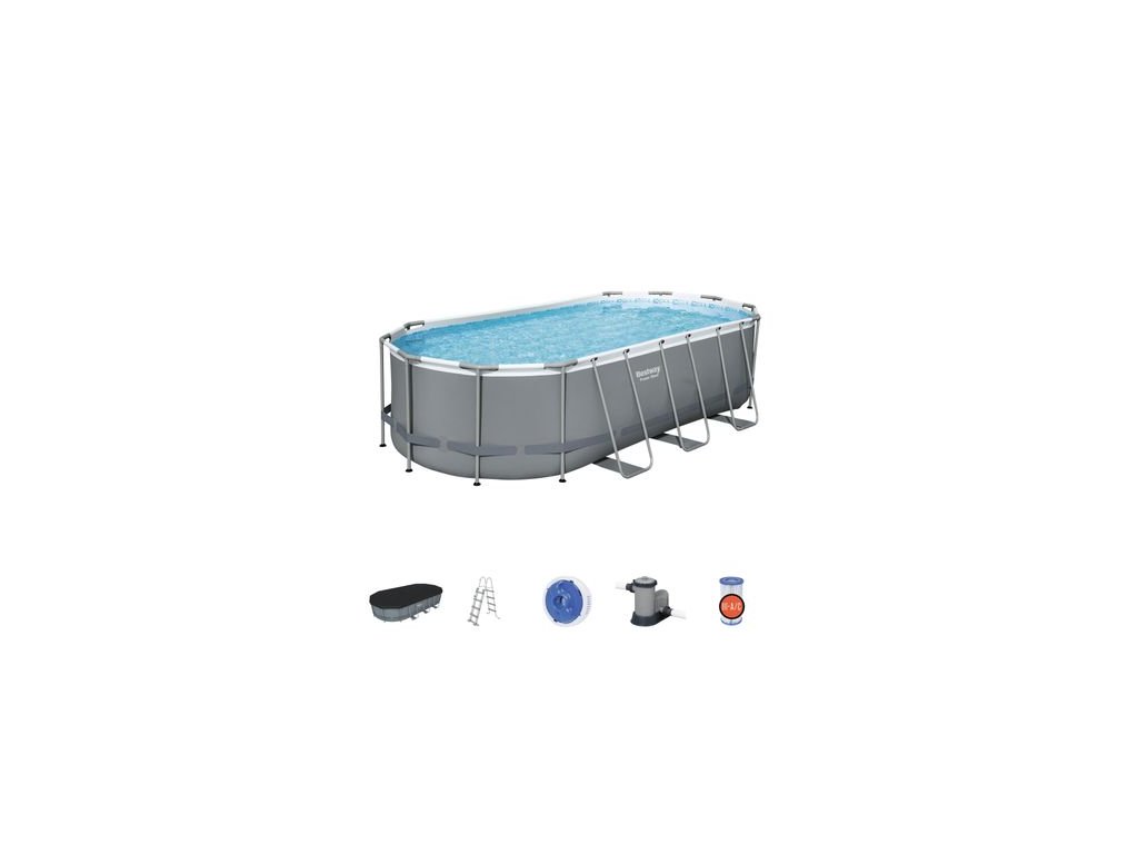 Bazén Bestway® Power Steel™, 56710, filter, pumpa, rebrík, dávkovač, plachta, 5,49x2,74x1,22 m