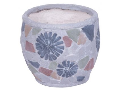 Dekorácia MagicHome, Kvetináč s mozaikou, svetlý, keramika, 22x22x19 cm