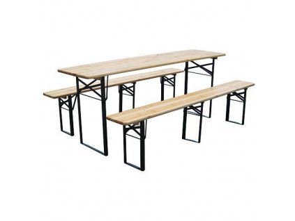 Set Pivní DORTMUND Standard3, stůl 175x46x77 cm, 2x lavice 175x23x47 cm, dřevo 25 mm