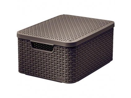 Košík Curver® STYLE M LID, Dark brown, 38x29x17 cm, s vekom