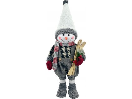 Dekorácia MagicHome Vianoce, Snehuliak chlapec s lyžami, 60 cm