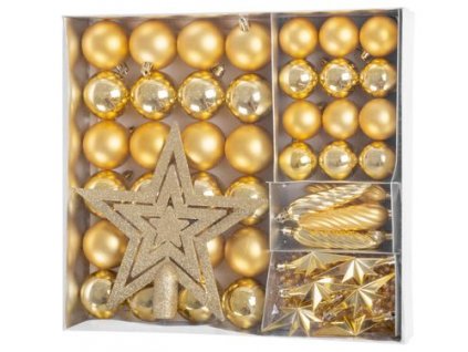 Gule MagicHome Vianoce, sada, 50 ks, 4-5 cm, zlaté, hviezda, girlanda, šiška, na vianočný stromček