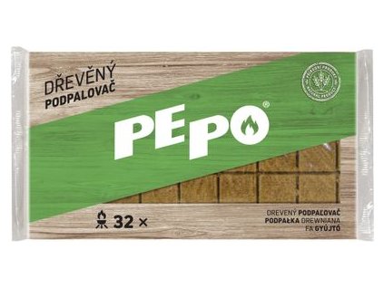 Podpaľovač PE-PO® drevný pevný, 32 ks, rozpaľovač na gril, kachle, krby, pece