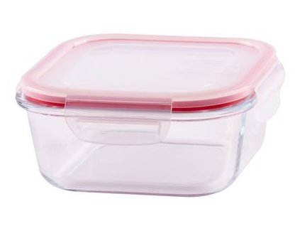 Doza MagicHome BSG1, 0750 ml, 15x15x6 cm, štvorcová, borosilikátové sklo/PP, Clip