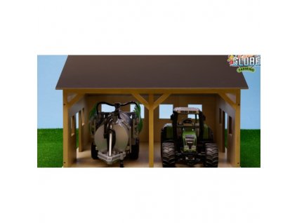 Kids Globe Dřevěná stodola pro 2 zemědělské stroje 1:16
