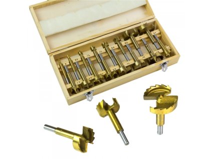 Forstnerove vrtáky v drevenom boxe, 16-dielna sada