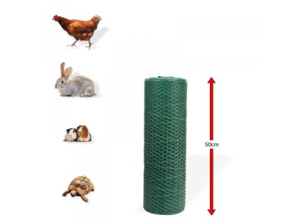 Králičie šesťhranné pletivo poplastované 13 mm, 0,5x25 m, drôt 0,8 mm, zelené
