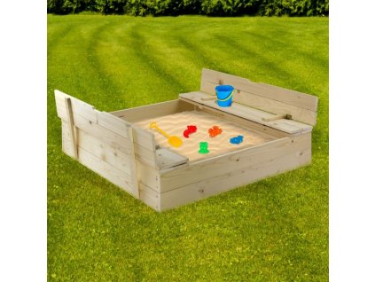 Dřevěné pískoviště s lavičkami 120x120 cm
