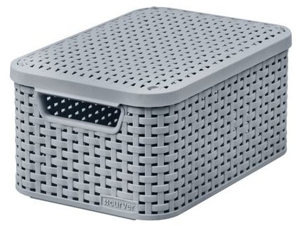 Košík Curver® STYLE S, sivý, 19,8x29,1x14,2 cm, box s vekom