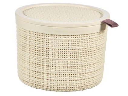 Košík Curver® JUTE ROUND, 2L, béžový, 17x13 cm, s vekom