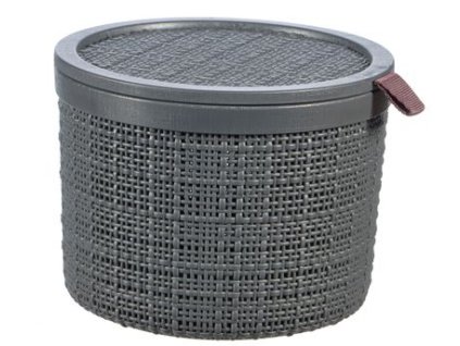 Košík Curver® JUTE ROUND, 2L, tmavý sivý, 17x13 cm, s vekom