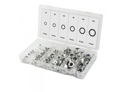 Šestihranné pojistné matice DIN 985, 150dílná sada