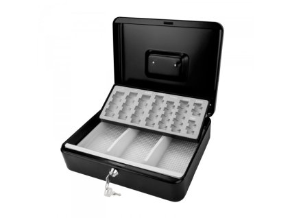 Kovová pokladnička s mincovníkom 30x24x9 cm DGK 300, čierna