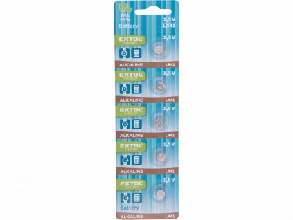 Batéria alkalická 5ks, 1,5V, typ LR41, EXTOL ENERGY