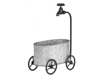 Dekoracia MagicHome Mecco 5021, Vanička na kolesách, 44 cm, plech