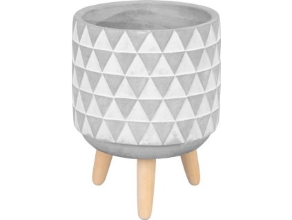 Dekorácia MagicHome, Kvetináč s mozaikou, sivý/biely, cement, s nožkami, 13x13x12 cm