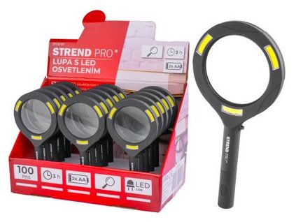 Svietidlo Strend Pro, s lupou, 100 lm, 113x242x22 mm, 2xAA, sellbox 15 ks, lupa