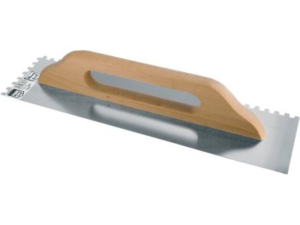 Hladítko nerezové, dřevěná rukojeť, 480x130mm, zuby 8x8mm
