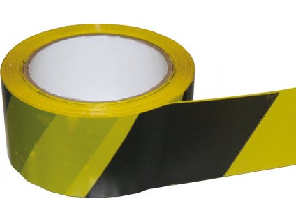 Páska lepicí výstražná, 50mm x 66m, nosič PVC, žluto-černá