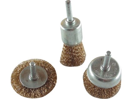 kartáče pomosazené, sada 3ks, stopka 6mm, EXTOL CRAFT