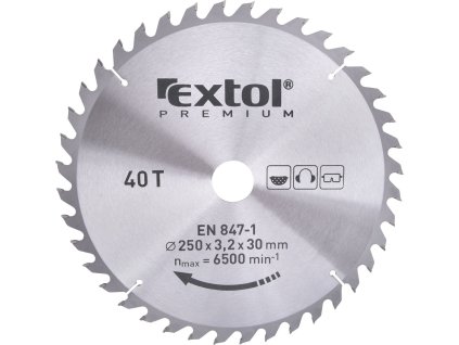 kotouč pilový s SK plátky, O 250x3,0x30mm, 40T, EXTOL PREMIUM