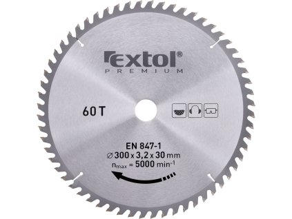 kotouč pilový s SK plátky, O 300x3,0x30mm, 60T, EXTOL PREMIUM