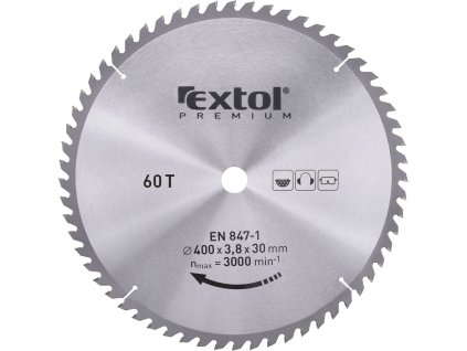 kotouč pilový s SK plátky, O 400x3,6x30mm, 60T, EXTOL PREMIUM