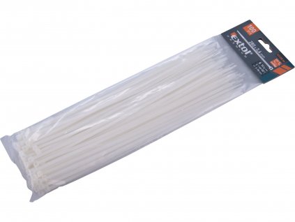 pásky stahovací na kabely bílé, 280x3,6mm, 100ks, nylon PA66, EXTOL PREMIUM