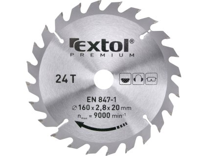 kotouč pilový s SK plátky, O 160x2,6x20mm, 24T, EXTOL PREMIUM