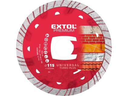 kotouč diamantový řezný TURBO PLUS - suché i mokré řezání, O 115x22,2x2mm, EXTOL PREMIUM