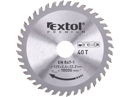 kotouč pilový s SK plátky, O125x2,2x22,2mm, 40T, EXTOL PREMIUM