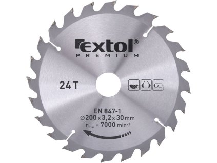 kotouč pilový s SK plátky, O 200x3,0x30mm, 24T, EXTOL PREMIUM