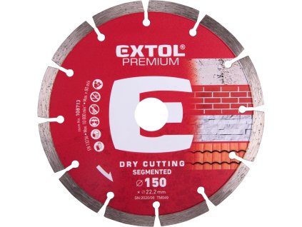 kotouč diamantový řezný segmentový - suché řezání, O 150x22,2x2,3mm, EXTOL PREMIUM