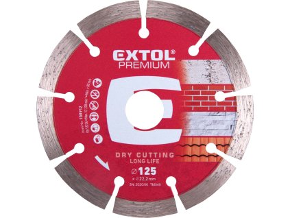 kotouč diamantový řezný, segmentový Long Life - suché řezání, 125x22,2x2mm, EXTOL PREMIUM