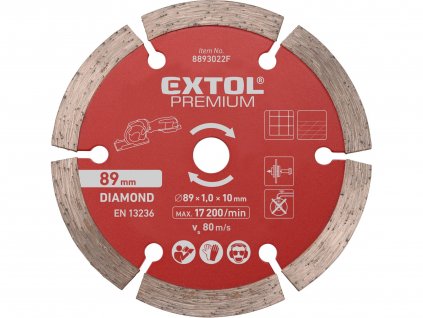 kotouč diamantový, řezný, segmentový, O89x1,0x10mm, EXTOL PREMIUM