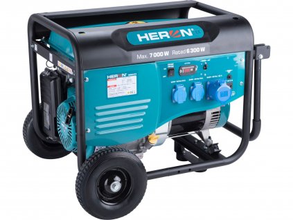 Elektrocentrála benzínová 7,0kW/15HP, pro svařování, podvozek, HERON