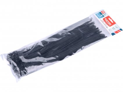 pásky stahovací černé, rozpojitelné, 400x7,2mm, 100ks, nylon PA66, EXTOL PREMIUM