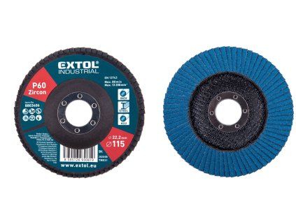 kotouč lamelový šikmý zirkonový, P60, O 115mm, EXTOL INDUSTRIAL