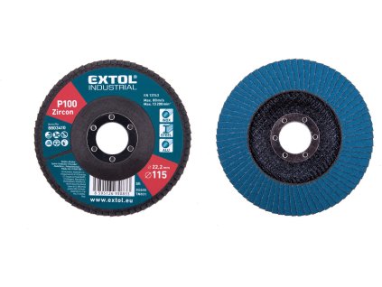 kotouč lamelový šikmý zirkonový, P100, O 115mm, EXTOL INDUSTRIAL