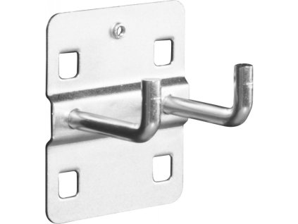 Držák nástrojů s kolmým hákem dvojitým 40 mm v perforované stěně