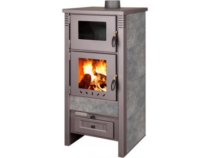 Kachle Pro TAURUS Ceramic, šedé, 12 kW, 120 mm, s rúrou na pečenie