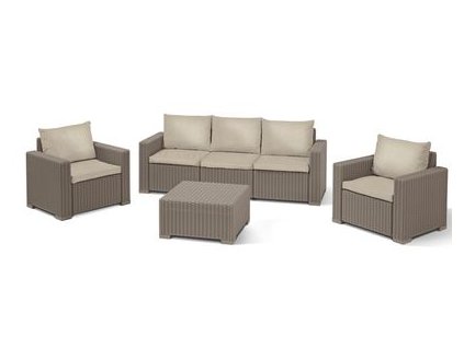 Set terasový Allibert CALIFORNIA, cappuccino/sand, stôl, 2x kreslo, 1x trojkreslo