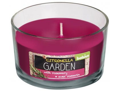 Sviečka Bolsius Glass Citronella, repelentná, 62/106 mm, rozmarín, v skle
