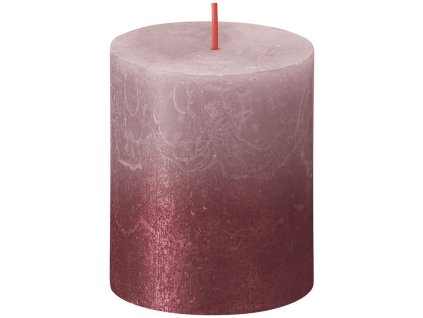 Sviečka Bolsius Rustic, valcová, vianočná, Sunset Ash Rose+ Red, 80/68 mm