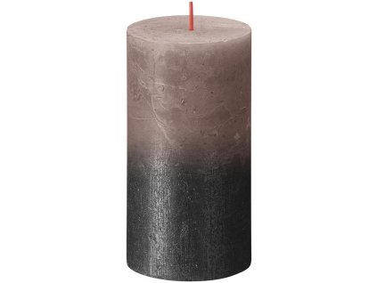 Sviečka Bolsius Rustic, valcová, vianočná, Sunset Creamy Caramel+ Anthracite, 130/68 mm