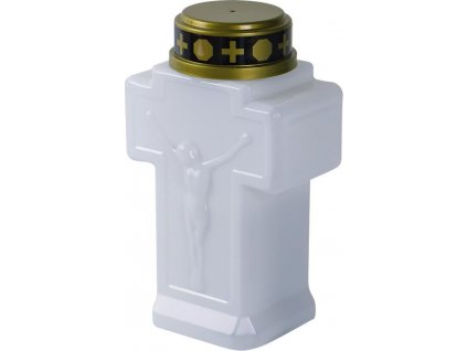 Sviečka MagicHome, kríž, LED, na hrob, biela, 2xAA, 15x9 cm, (súčasť balenia 2xAA)