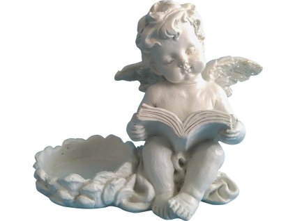 Dekorácia MagicHome, Anjelik s knihou, polyresin, na hrob, 11,5x7,5x9,5 cm
